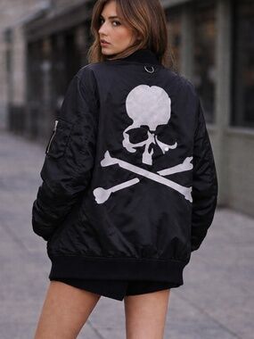 Mastermind World | Silk-Lined MA-1 Bomber Jacket | Cashmere Rib | Japan Made